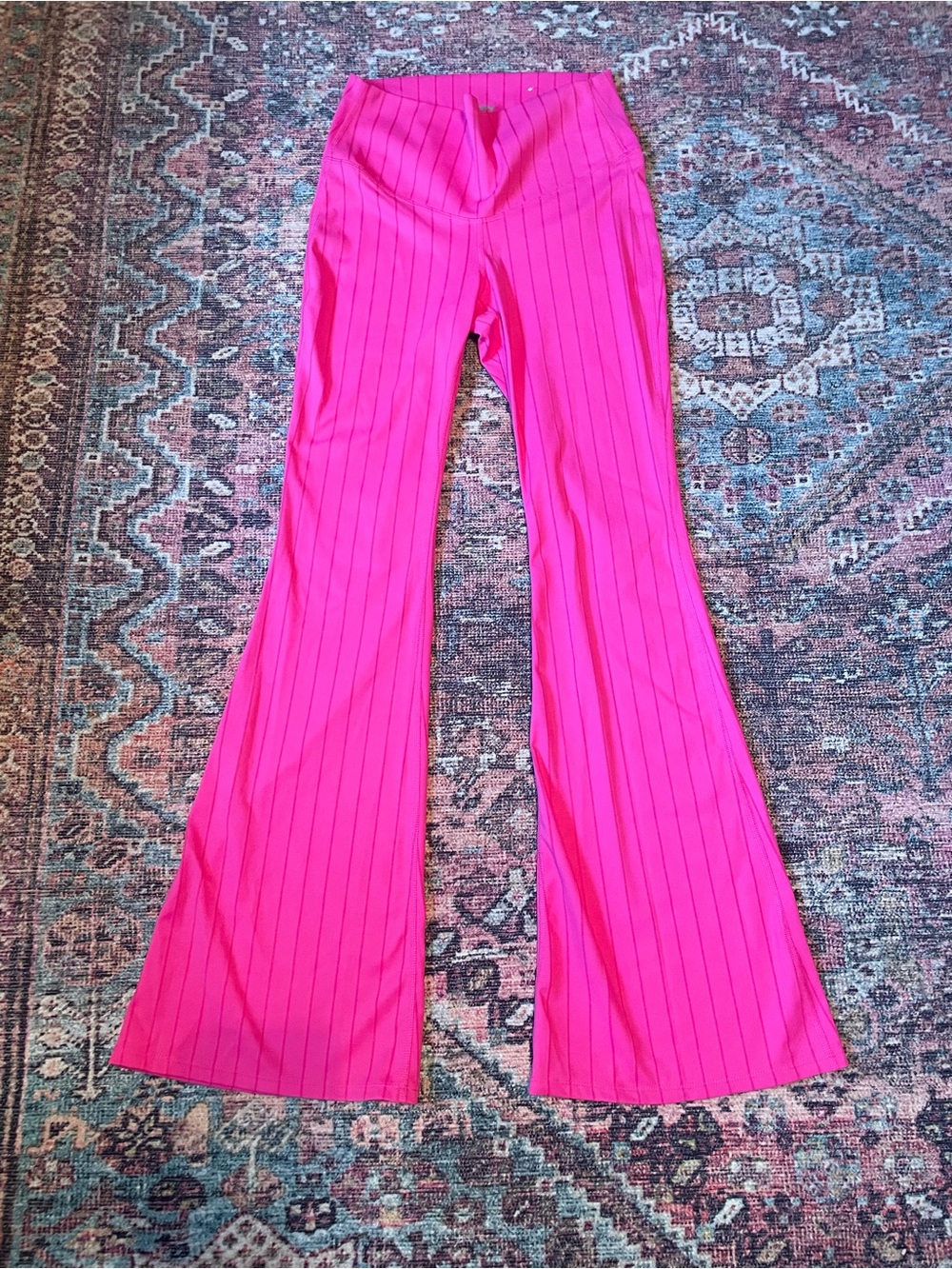 JoyLab Hot Pink Pinstriped Flare Leggings - Picture 2 of 8